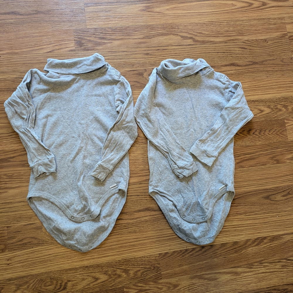 Gerber Long-Sleeve Gray Turtleneck Bodysuit - Pack of 2